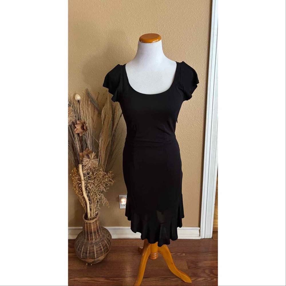 NWT La Rok Elegant Black Flutter Dress